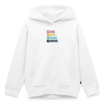Essen, heben, schlafen, wiederholen - Kinder Premium Organic Hoodie - Weiß - Vorne - AI Model Kid Female (0cm)