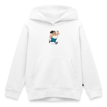Korpulente Comic Frau beim Jogging Sport Spaß Shir - Kinder Premium Organic Hoodie - Weiß - Vorne - AI Model Kid Female (0cm)