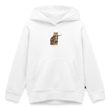 Tattoo Katze mit Messer - Kinder Premium Organic Hoodie - Weiß - Vorne - AI Model Kid Female (0cm)