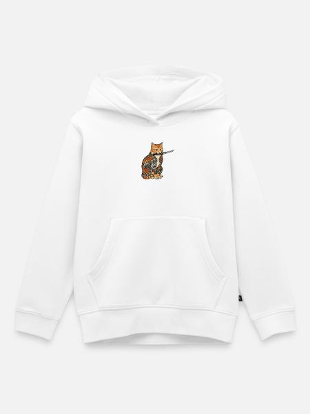 Tattoo Katze mit Messer - Kinder Premium Organic Hoodie - Weiß