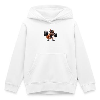Fitness Eichhörnchen Gym Muskeln Bodybuilding - Kinder Premium Organic Hoodie - Weiß - Vorne - AI Model Kid Female (0cm)