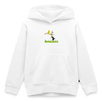 Sonniger Singvogel und Neugierige Katze - Kinder Premium Organic Hoodie - Weiß - Vorne - AI Model Kid Female (0cm)