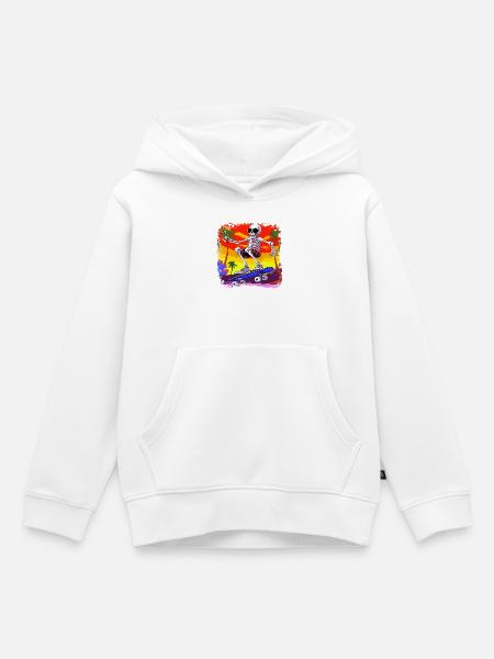 Skelett Skateboarder - Totenkopf - Kinder Premium Organic Hoodie - Weiß