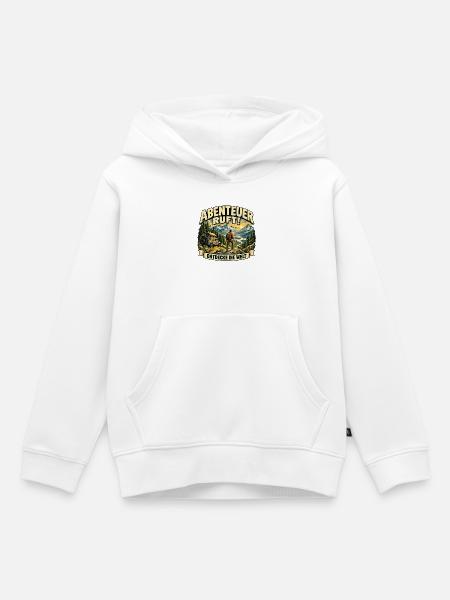 Abenteuer ruft Camping und Berge - Kinder Premium Organic Hoodie - Weiß