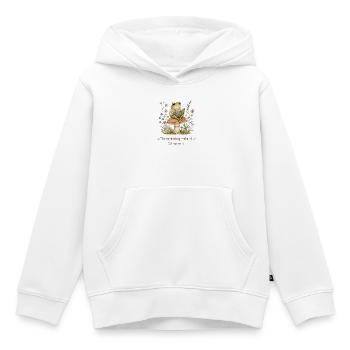 Frosch liest unter Cottagecore-Pilzen - Kinder Premium Organic Hoodie - Weiß - Vorne - AI Model Kid Female (0cm)