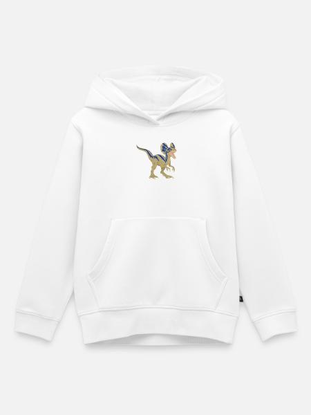 Azurblauer Dino mit Zackenmuster - Kinder Premium Organic Hoodie - Weiß