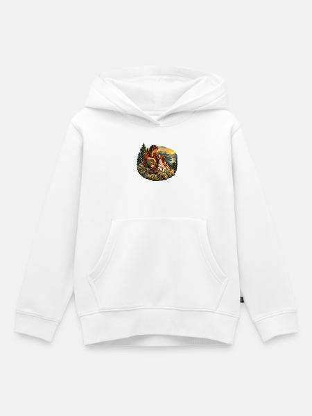 Wanderin mit Hund in den Bergen - Kinder Premium Organic Hoodie - Weiß