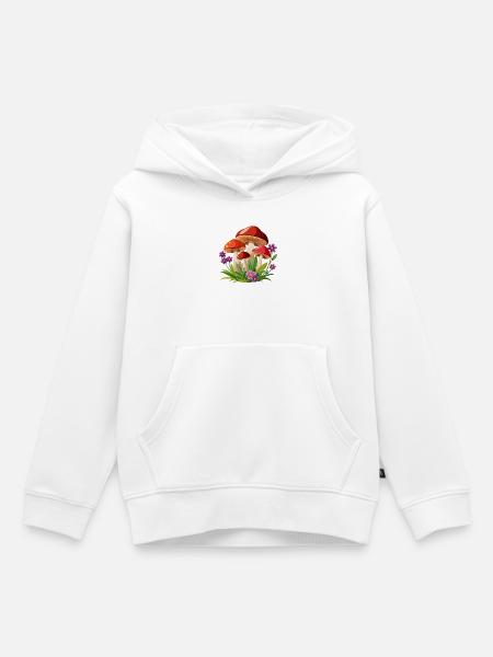 Pilze und Blumen - Kinder Premium Organic Hoodie - Weiß