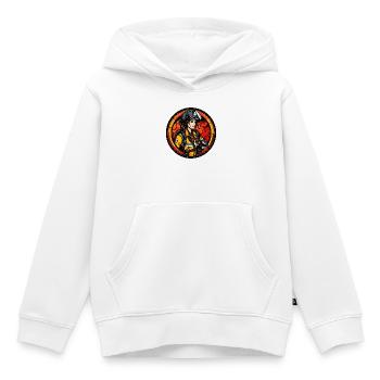 Feuerwehrfrau mit Helm und Flammen - Kinder Premium Organic Hoodie - Weiß - Vorne - AI Model Kid Female (0cm)