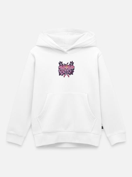 Pink Moon Moth im Blumenrahmen - Kinder Premium Organic Hoodie - Weiß