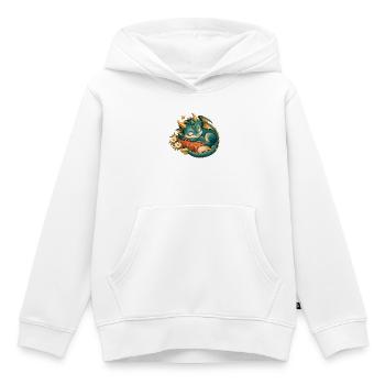 Schlafender Drache zwischen Buch und Blumen - Kinder Premium Organic Hoodie - Weiß - Vorne - AI Model Kid Female (0cm)
