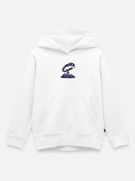 Teleskop unter einem Sternenhimmel - Kinder Premium Organic Hoodie - Weiß