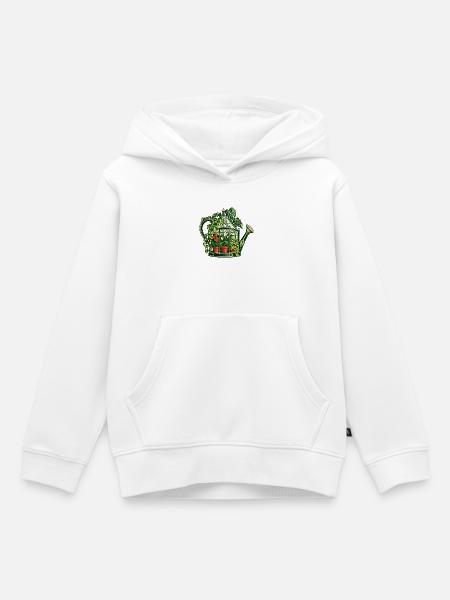 Gewächshaus in einer Gießkanne - Kinder Premium Organic Hoodie - Weiß
