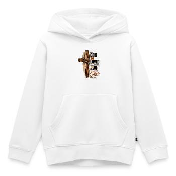 Johannes 3,16 Kreuz Jesus Liebe Christliches Shirt - Kinder Premium Organic Hoodie - Weiß - Vorne - AI Model Kid Female (0cm)