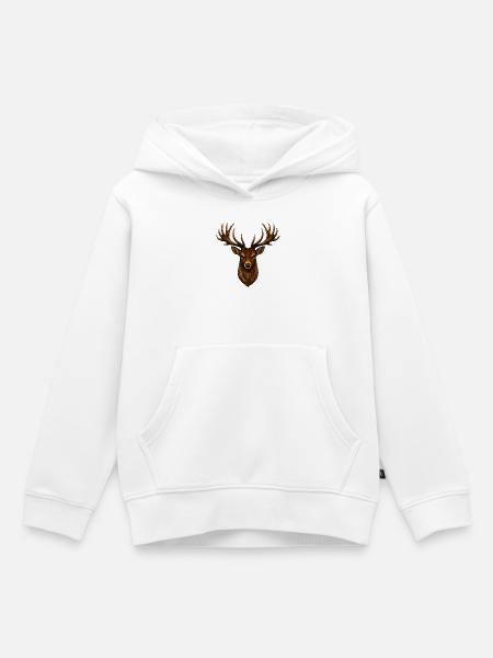 Rothirsch - Kinder Premium Organic Hoodie - Weiß