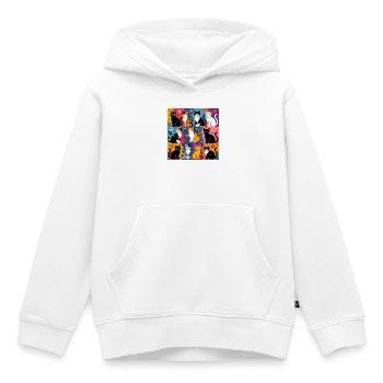 Katzenkunst "Bunt und Floral" - Kinder Premium Organic Hoodie - Weiß - Vorne - AI Model Kid Female (0cm)