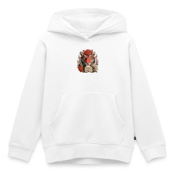 Tiger mit Blumenkrone - Kinder Premium Organic Hoodie - Weiß - Vorne - AI Model Kid Female (0cm)