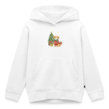 Weihnachtshund im Pullover - Kinder Premium Organic Hoodie - Weiß - Vorne - AI Model Kid Female (0cm)