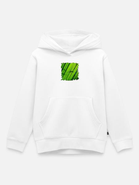 Gecko-Silhouette auf grünem Blatt - Kinder Premium Organic Hoodie - Weiß