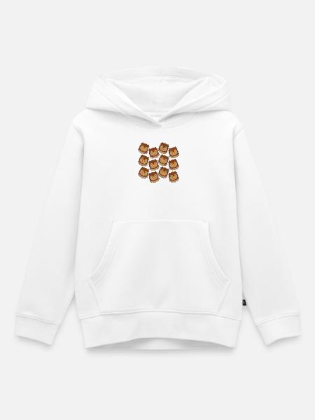 Cartoon-Eulenkopf - Kinder Premium Organic Hoodie - Weiß