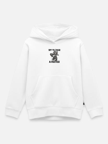 Waschbär-BMX-Fahrer - Kinder Premium Organic Hoodie - Weiß