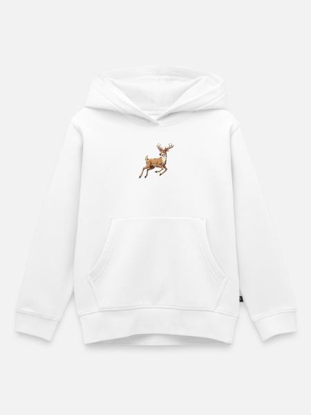 Weißwedelhirsch-Springen - Kinder Premium Organic Hoodie - Weiß