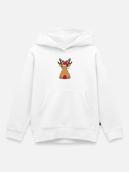 Elch zu Weihnachten  - Kinder Premium Organic Hoodie - Weiß