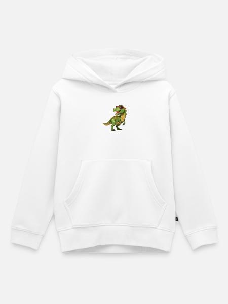 Tyrannosaurus Rex mit Sonnenbrille - Kinder Premium Organic Hoodie - Weiß