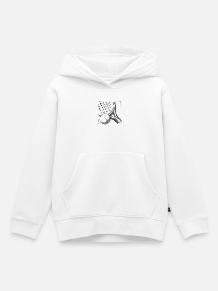 Padel-Schläger und Ball – Handgezeichnete Skizze - Kinder Premium Organic Hoodie - Weiß