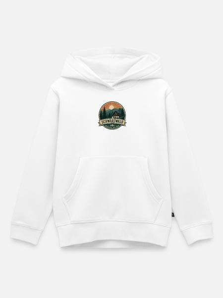 Schwarzwald Retro Waldhaus Abzeichen - Kinder Premium Organic Hoodie - Weiß