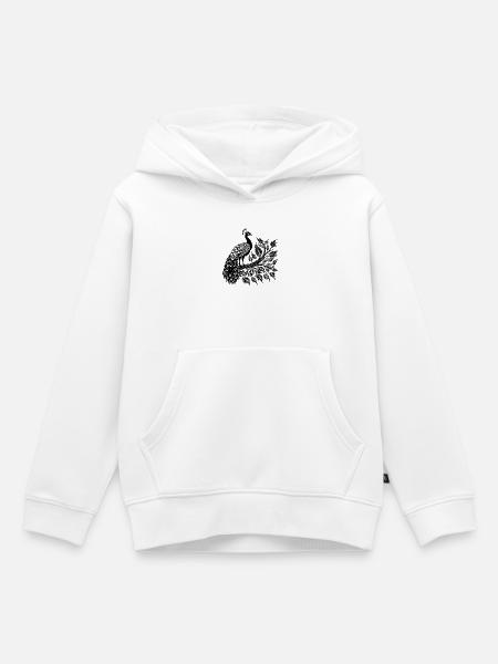 Einfacher Pfau auf Ast - Kinder Premium Organic Hoodie - Weiß