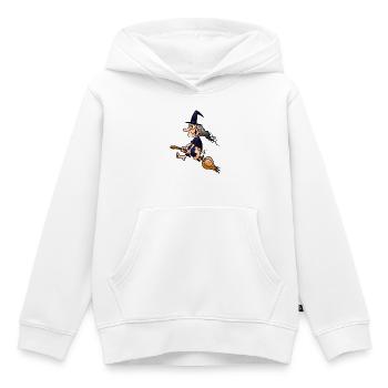 Sorcière sur un balai - Sweat Premium à capuche enfant bio - blanc - Devant - AI Model Kid Female (0cm)
