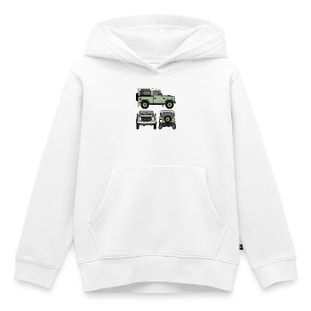 Defender 90 - Côtés - Sweat Premium à capuche enfant bio - blanc - Devant - AI Model Kid Female (0cm)