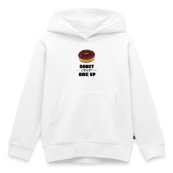Bild Donut mit Text Donut jemals aufgeben * - Kinder Premium Organic Hoodie - Weiß - Vorne - AI Model Kid Female (0cm)