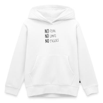 No Fear No Limit No Excuses - Kinder Premium Organic Hoodie - Weiß - Vorne - AI Model Kid Female (0cm)