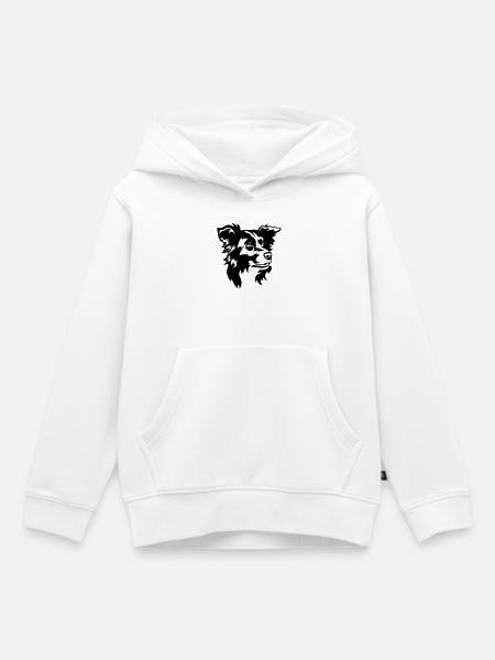 Border Collie Kopf - Kinder Premium Organic Hoodie - Weiß