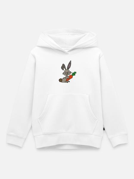 Hase mit Karotte - Kinder Premium Organic Hoodie - Weiß