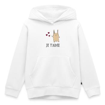 je t’aime - Sweat Premium à capuche enfant bio - blanc - Devant - AI Model Kid Female (0cm)
