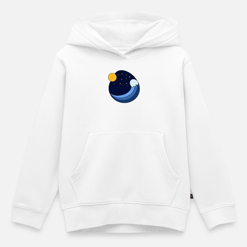 Onde nocturne - Sweat Premium à capuche enfant bio - blanc