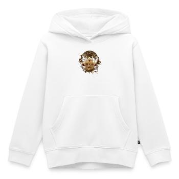 cozy lumberjack hut in the wintry forest - Kids Premium Organic Hoodie - white - Front - AI Model Kid Female (0cm)