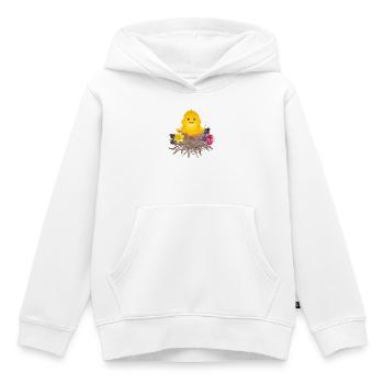 frisch geschlüpftes Küken in Eierschale im Nest - Kinder Premium Organic Hoodie - Weiß - Vorne - AI Model Kid Female (0cm)