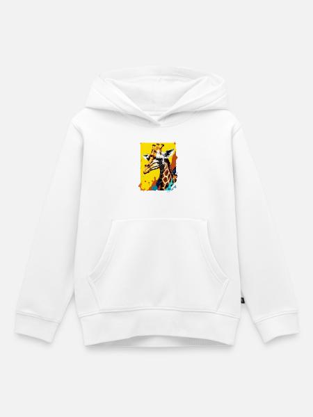 Giraffe Farbexplosion Neon - Kinder Premium Organic Hoodie - Weiß