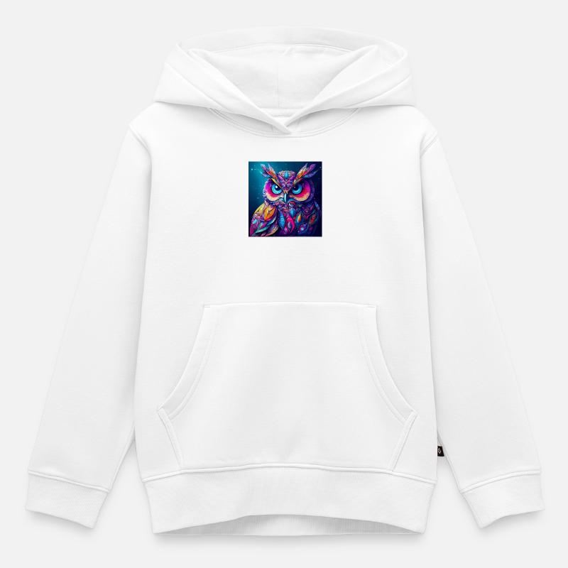 Eule - Kinder Premium Organic Hoodie - Weiß