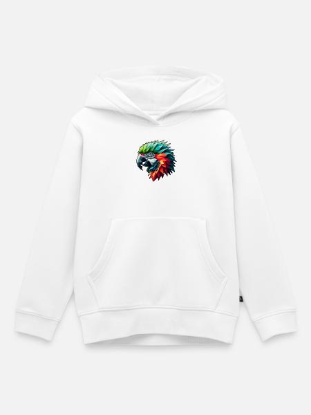 Parrot in Polygon Design Colorful - Kids Premium Organic Hoodie - white