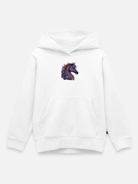 Pferd mit Mandalas verziert - Kinder Premium Organic Hoodie - Weiß