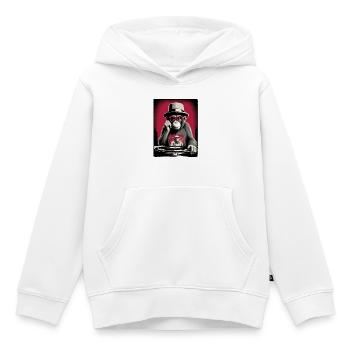 Singe DJ - Sweat Premium à capuche enfant bio - blanc - Devant - AI Model Kid Female (0cm)