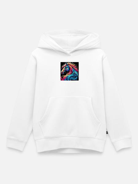 Pferd - Kinder Premium Organic Hoodie - Weiß