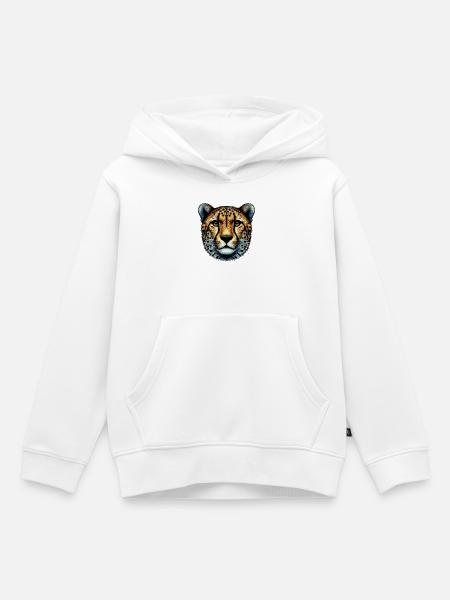 Guépard - Sweat Premium à capuche enfant bio - blanc