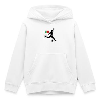 Icône du joueur de football Blast Portugal - Sweat Premium à capuche enfant bio - blanc - Devant - AI Model Kid Female (0cm)