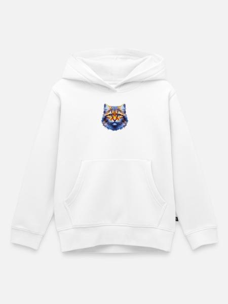 Katze - Kinder Premium Organic Hoodie - Weiß